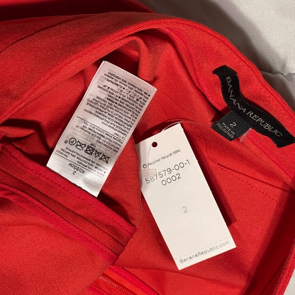 NWT Banana Republic Red Pencil Skirt  size 2 - Picture 5 of 6